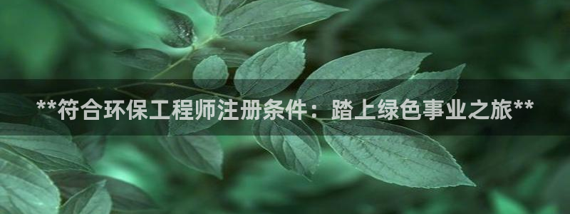 彩名堂是什么：**符合环保工程师注册条件：踏上绿色事业之旅**